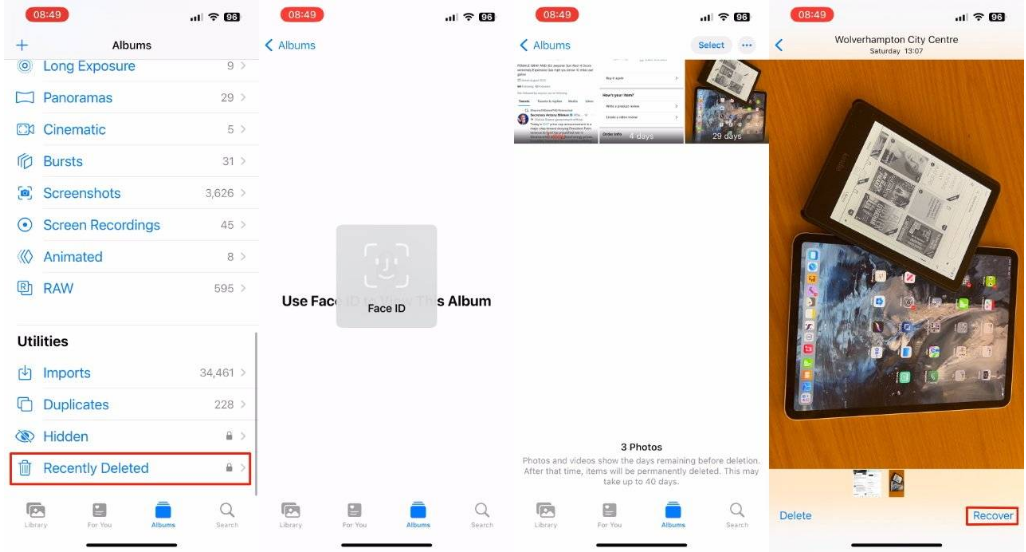 多伦苹果14维修分享 iPhone14 上恢复已删除的照片 
